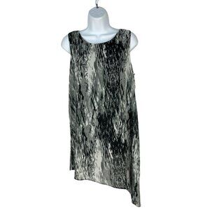 Joseph A Womens Black Gray Sleeveless Asymmetrical Tunic Tank Streak Size M